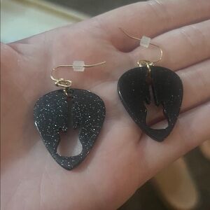 Black Guitar Pick Earrings